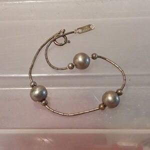 Vintage Jordan Sterling Liquid Silver Ball Bead Bracelet 7.5"
